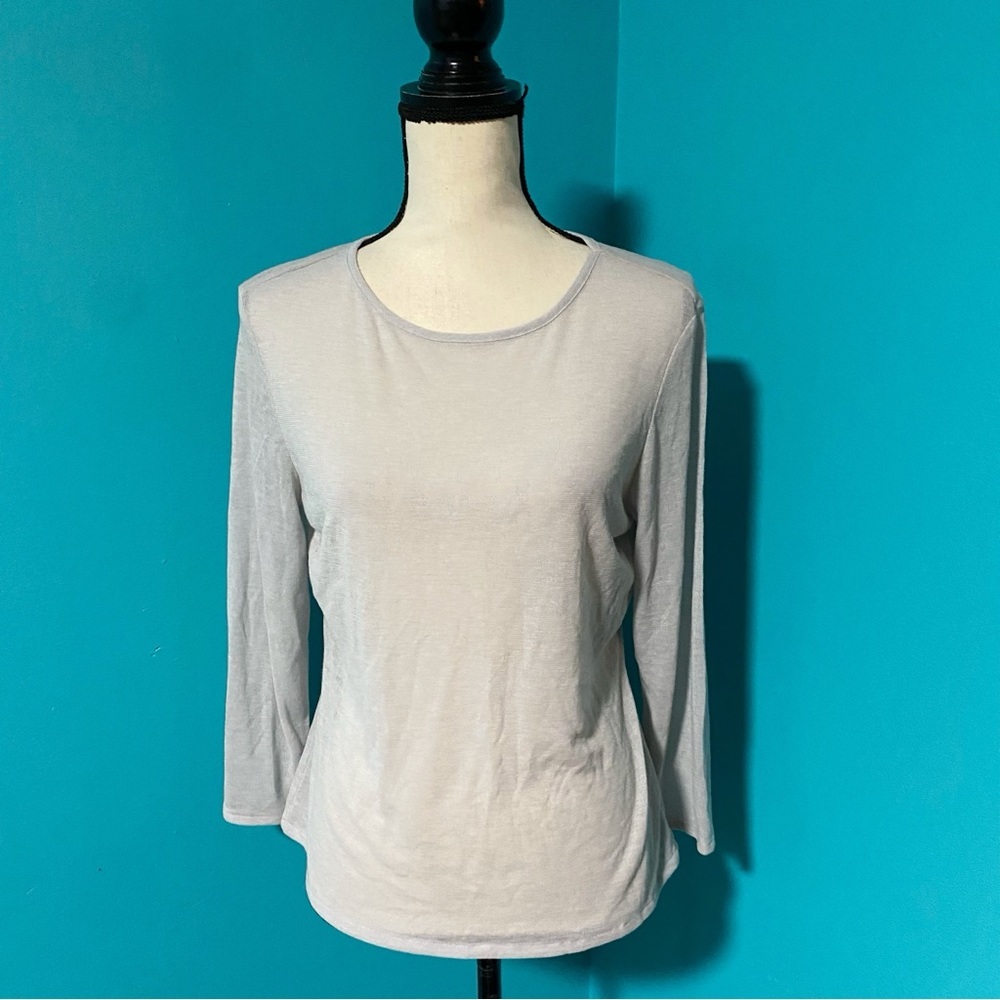 Vintage Express L Grey Sheer Long Sleeve Crewneck Tee